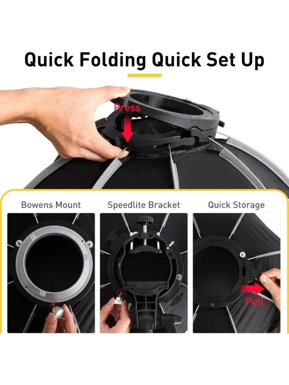 24'' Softbox with S-Type Bracket - Portable Handheld Lighting for Photography